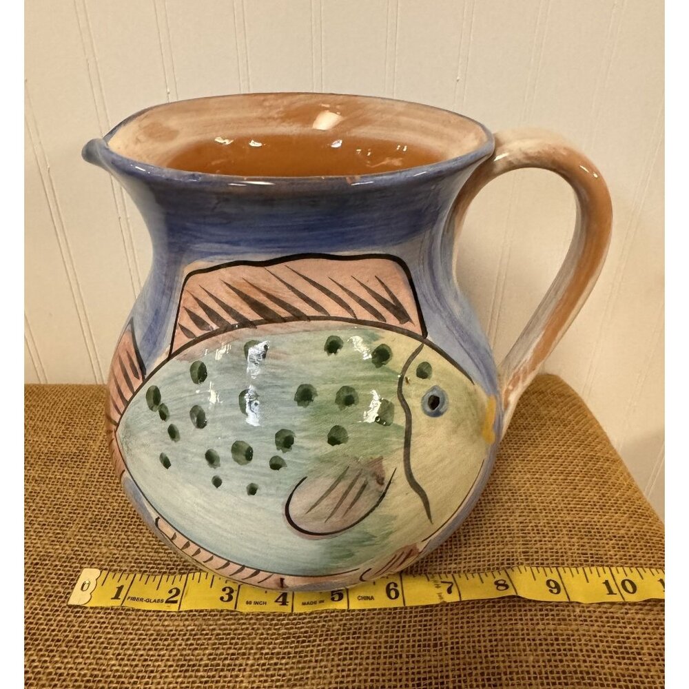 Hand-Painted Italian Ceramic Fish Pitcher - Picture 7 of 7